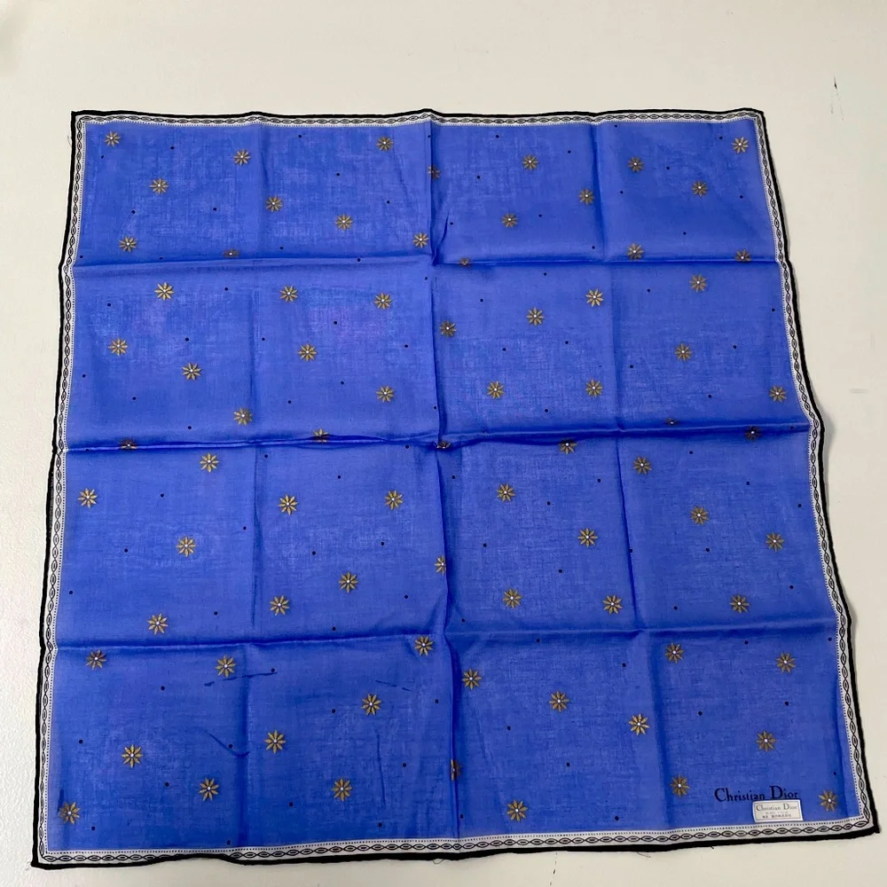 Dior Blue and Gold Scarf